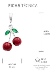 Conjunto Collar y Aretes Plata 925 Diseño Cereza para Mujer - Imagen 7