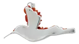 Conjunto Collar y Dije Plata Ley .925 Colibrí con Piedrería Naranja - Imagen 5