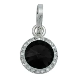 Conjunto Dije Aretes Cadena Plata 925 con Cristales Negros - Imagen 3