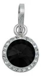 Conjunto Dije Aretes Cadena Plata 925 con Cristales Negros - Imagen 3