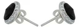 Conjunto Dije Aretes Cadena Plata 925 con Cristales Negros - Imagen 4