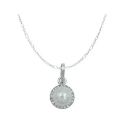 Conjunto Dije Aretes Cadena Plata 925 Cristal Tono Perla Clásico para Mujer - Imagen 2
