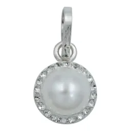 Conjunto Dije Aretes Cadena Plata 925 Cristal Tono Perla Clásico para Mujer - Imagen 3