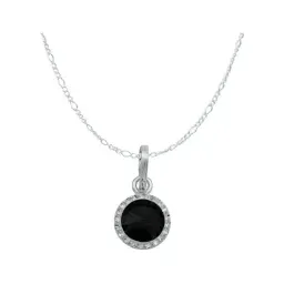 Conjunto Dije Aretes Cadena Plata 925 Cristales Negros para Mujer - Imagen 2
