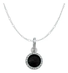Conjunto Dije Aretes Cadena Plata 925 Cristales Negros para Mujer - Imagen 2