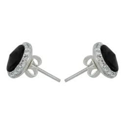 Conjunto Dije Aretes Cadena Plata 925 Cristales Negros para Mujer - Imagen 4