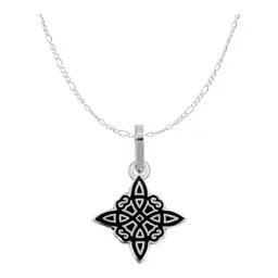 Conjunto Dije Aretes Cadena Plata 925 Nudo de Bruja Artesanal - Imagen 2