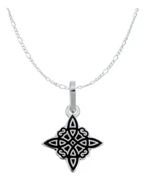 Conjunto Dije Aretes Cadena Plata 925 Nudo de Bruja Artesanal - Imagen 2