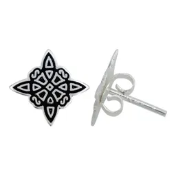Conjunto Dije Aretes Cadena Plata 925 Nudo de Bruja Artesanal - Imagen 3