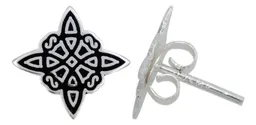 Conjunto Dije Aretes Cadena Plata 925 Nudo de Bruja Artesanal - Imagen 3