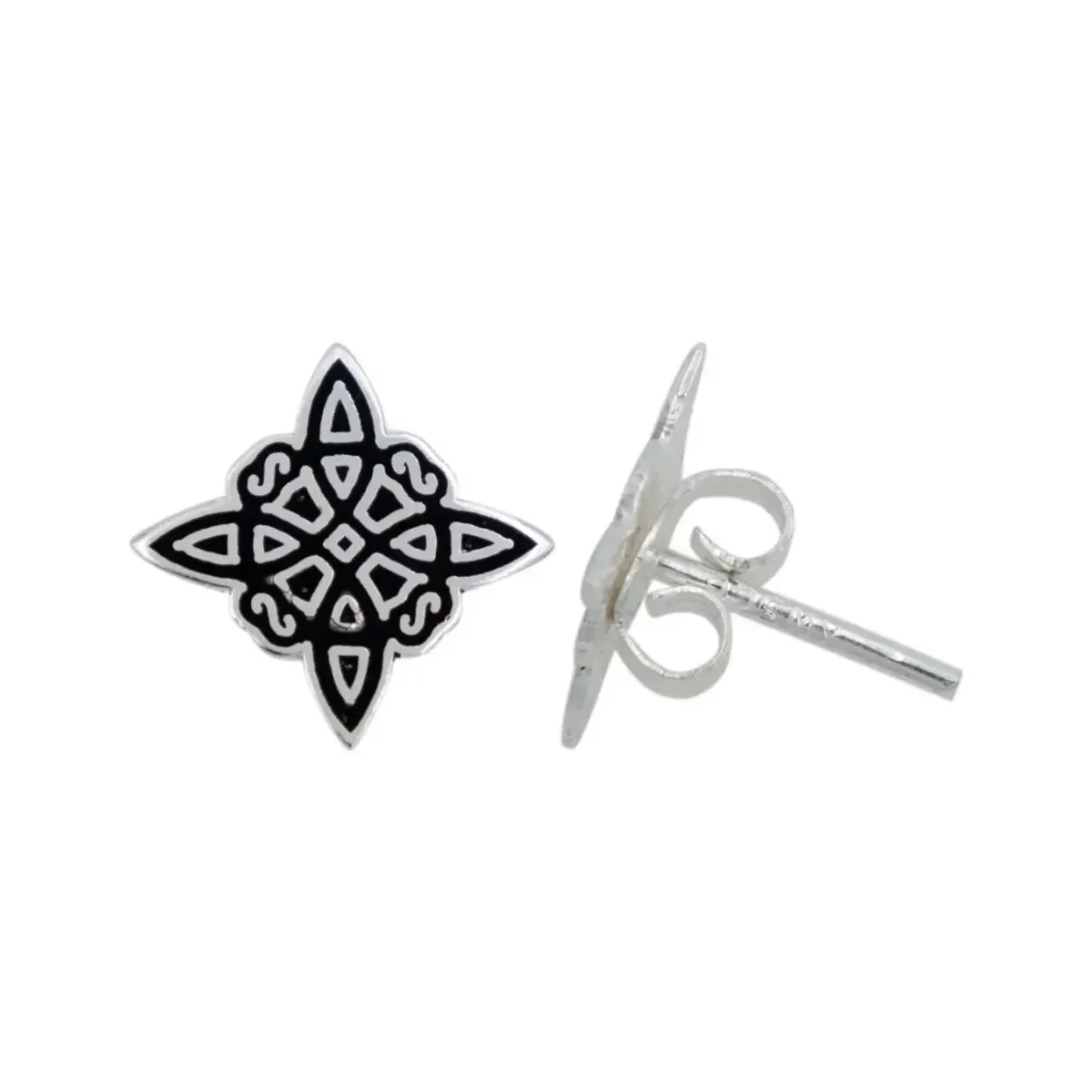 Conjunto Dije Aretes Cadena Plata 925 Nudo de Bruja Artesanal - Imagen 3