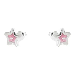 Conjunto Dije Aretes Estrella Plata 925 con Zirconia Rosa - Imagen 2