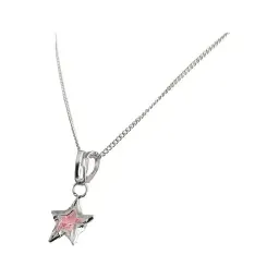 Conjunto Dije Aretes Estrella Plata 925 con Zirconia Rosa - Imagen 5