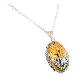 Conjunto Dije Aretes Plata 925 Árbol de la Vida Zirconia Amarilla - Imagen 4