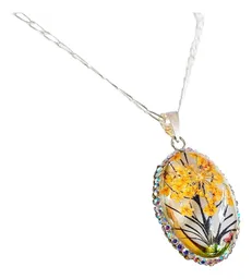 Conjunto Dije Aretes Plata 925 Árbol de la Vida Zirconia Amarilla - Imagen 4