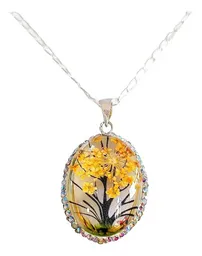 Conjunto Dije Aretes Plata 925 Árbol de la Vida Zirconia Amarilla - Imagen 5
