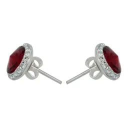 Conjunto Dije Aretes Plata 925 Cristal Rojo - Imagen 4