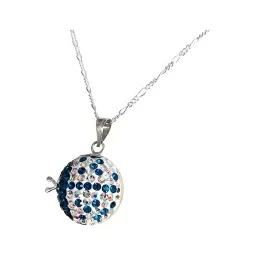 Conjunto Dije Aretes Plata 925 Mariquita Zirconia Azul - Imagen 2