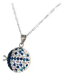 Conjunto Dije Aretes Plata 925 Mariquita Zirconia Azul - Imagen 2