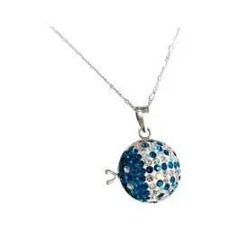 Conjunto Dije Aretes Plata 925 Mariquita Zirconia Azul - Imagen 3