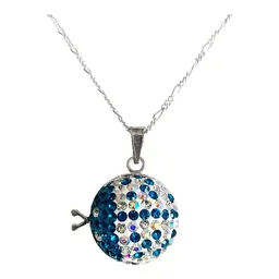 Conjunto Dije Aretes Plata 925 Mariquita Zirconia Azul - Imagen 4