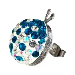 Conjunto Dije Aretes Plata 925 Mariquita Zirconia Azul - Imagen 5
