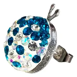 Conjunto Dije Aretes Plata 925 Mariquita Zirconia Azul - Imagen 5