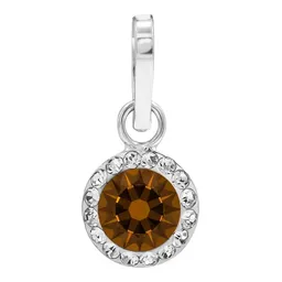 Conjunto Dije Aretes Plata 925 Cristal Café Brillante - Imagen 3