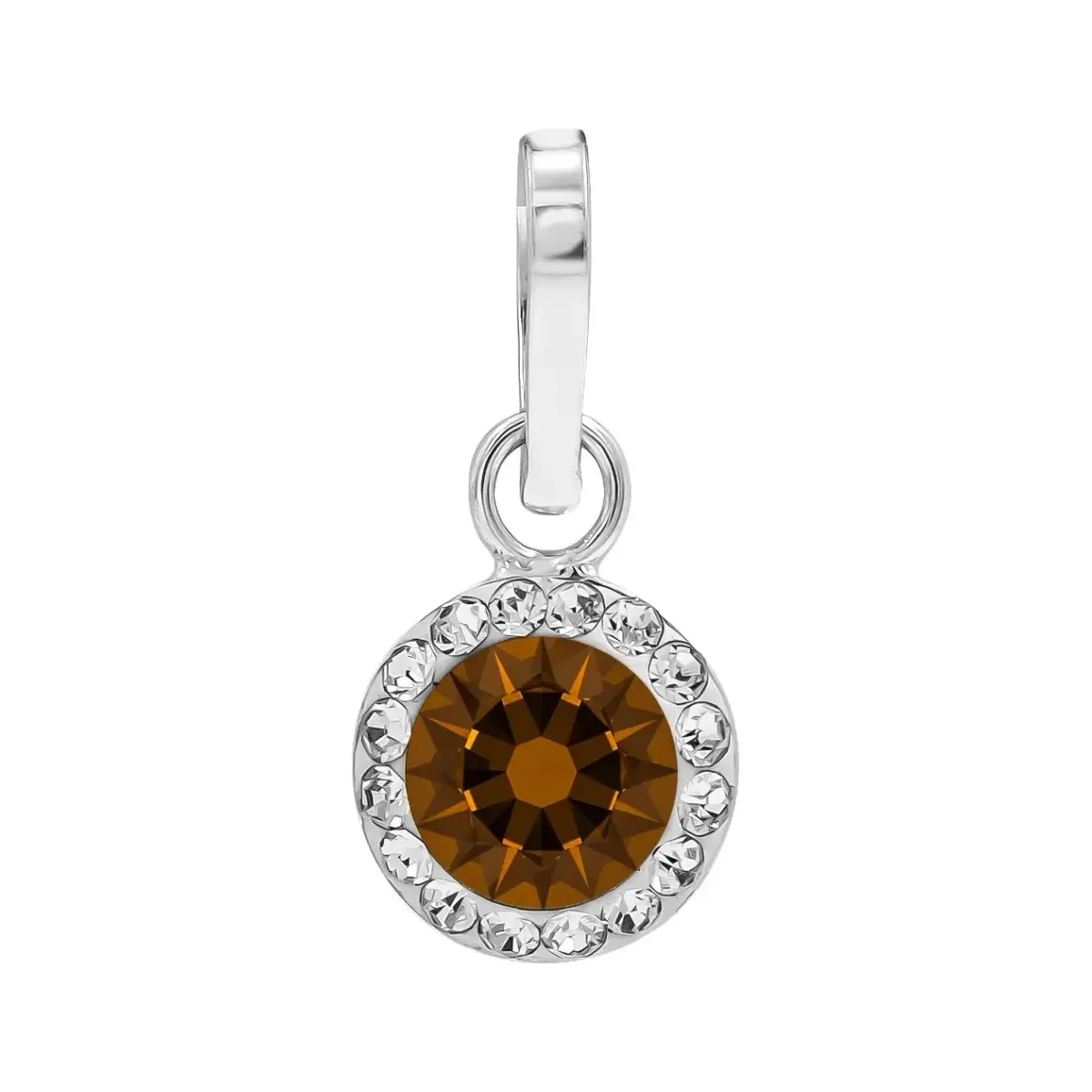 Conjunto Dije Aretes Plata 925 Zirconia Café Brillante - Imagen 3