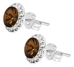 Conjunto Dije Aretes Plata 925 Zirconia Café Brillante - Imagen 6