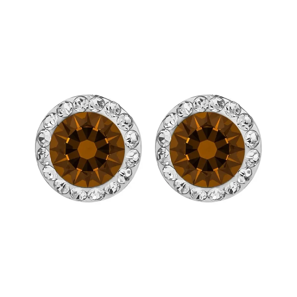 Conjunto Dije Aretes Plata 925 Zirconia Café Brillante - Imagen 7
