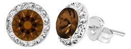 Conjunto Dije Aretes Plata 925 Zirconia Café Brillante - Imagen 8