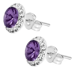 Conjunto Dije Aretes Plata 925 Zirconia Morada - Imagen 6