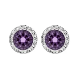 Conjunto Dije Aretes Plata 925 Zirconia Morada - Imagen 7