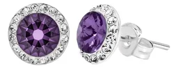 Conjunto Dije Aretes Plata 925 Zirconia Morada - Imagen 8
