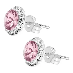 Conjunto Dije Aretes Plata 925 Cristal Rosa Joyería Mujer - Imagen 6