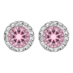 Conjunto Dije Aretes Plata 925 Cristal Rosa Joyería Mujer - Imagen 7