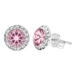 Conjunto Dije Aretes Plata 925 Cristal Rosa Joyería Mujer - Imagen 8