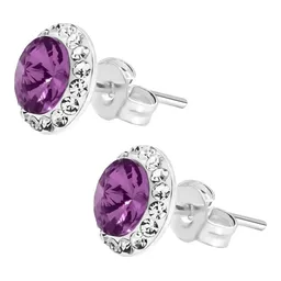 Conjunto Dije Aretes Plata 925 Cristal Violeta Diseño Elegante - Imagen 6