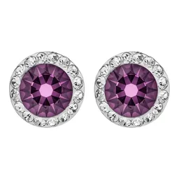 Conjunto Dije Aretes Plata 925 Cristal Violeta Diseño Elegante - Imagen 7