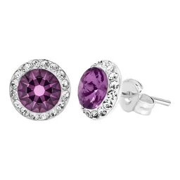 Conjunto Dije Aretes Plata 925 Cristal Violeta Diseño Elegante - Imagen 8