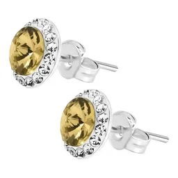 Conjunto Dije Aretes Plata 925 Cristales Amarillos Clásico - Imagen 6