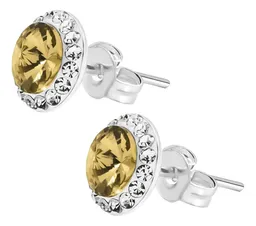 Conjunto Dije Aretes Plata 925 Zirconias Amarillas Clásico - Imagen 6