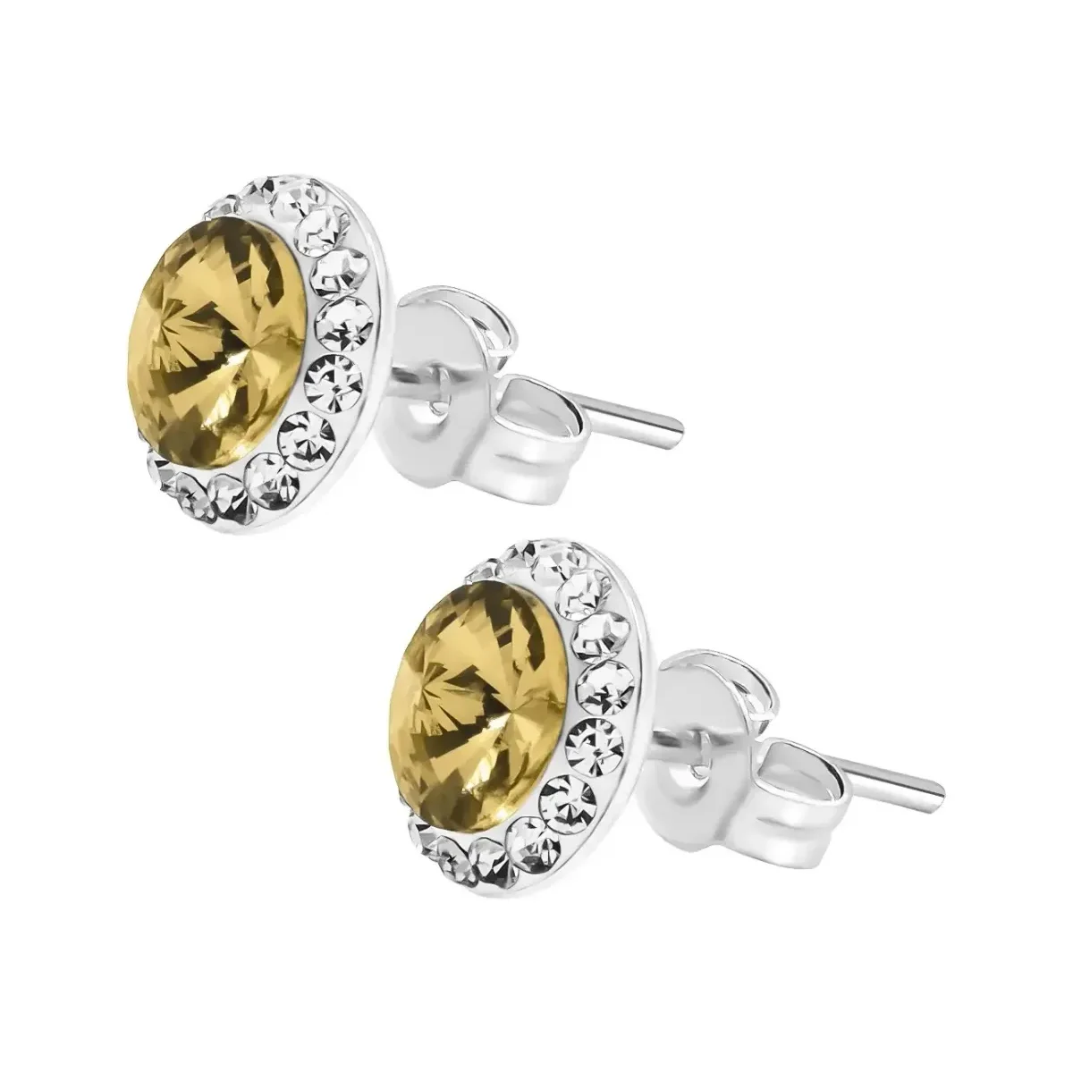 Conjunto Dije Aretes Plata 925 Zirconias Amarillas Clásico - Imagen 6