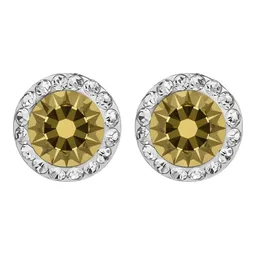Conjunto Dije Aretes Plata 925 Cristales Amarillos Clásico - Imagen 7