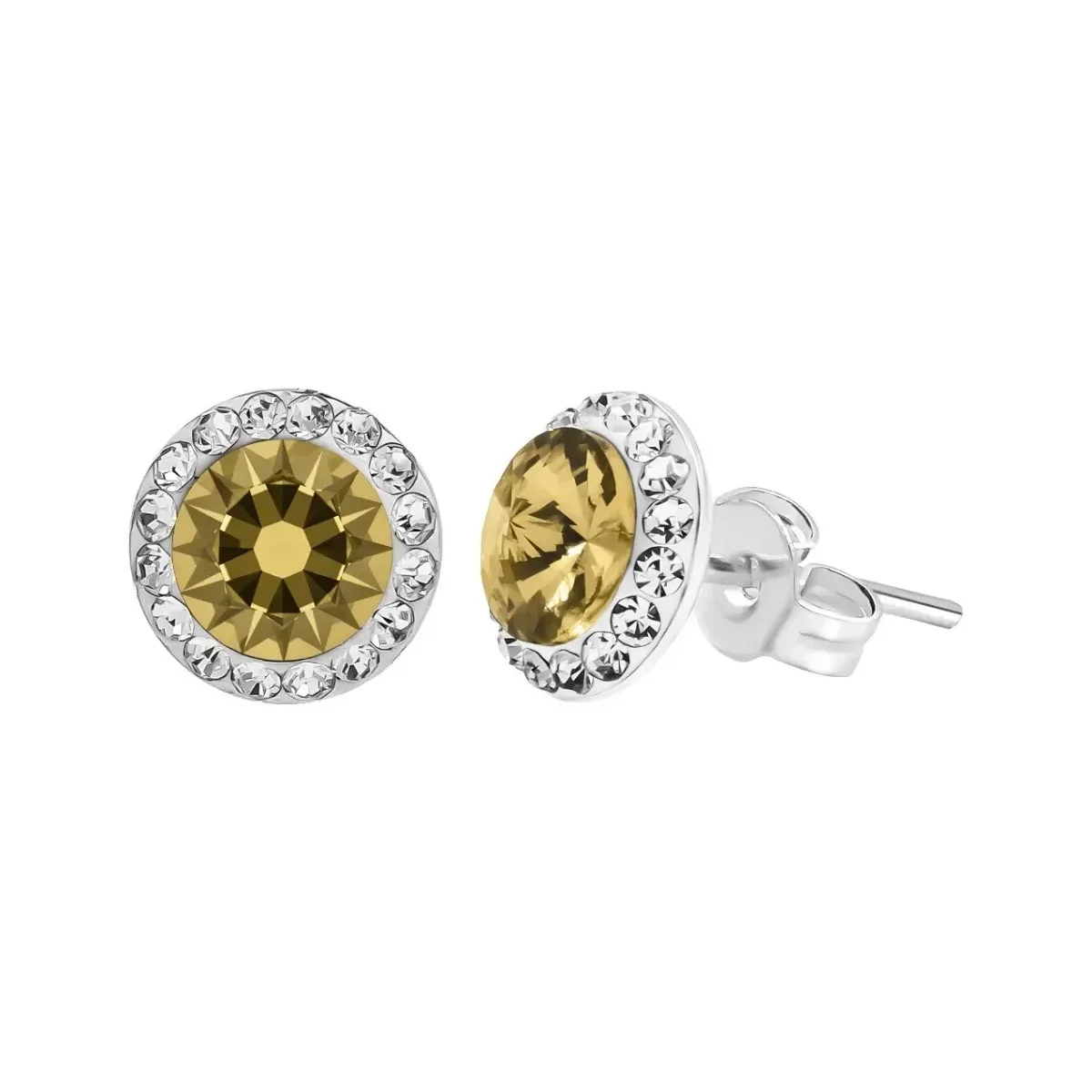 Conjunto Dije Aretes Plata 925 Zirconias Amarillas Clásico - Imagen 8