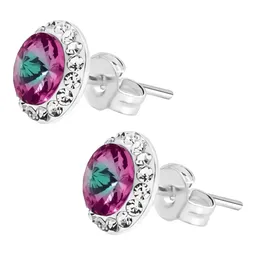 Conjunto Dije Aretes Plata 925 Cristales Tornasol Mujer - Imagen 6