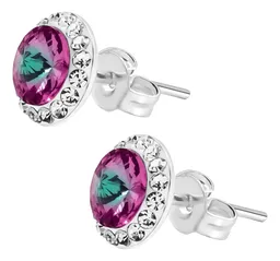 Conjunto Dije Aretes Plata 925 Zirconias Tornasol Mujer - Imagen 6