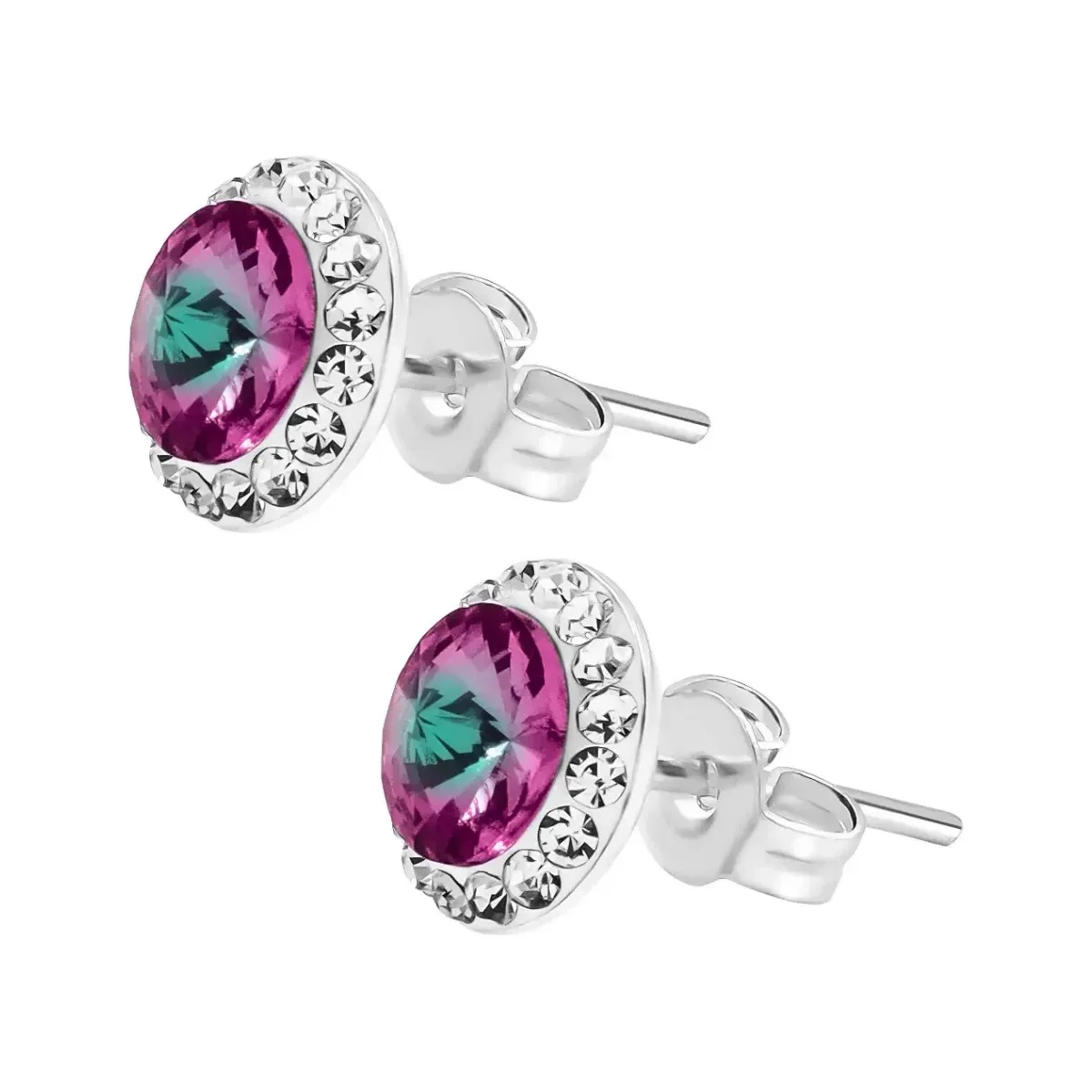 Conjunto Dije Aretes Plata 925 Zirconias Tornasol Mujer - Imagen 6