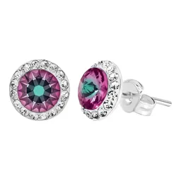 Conjunto Dije Aretes Plata 925 Cristales Tornasol Mujer - Imagen 8